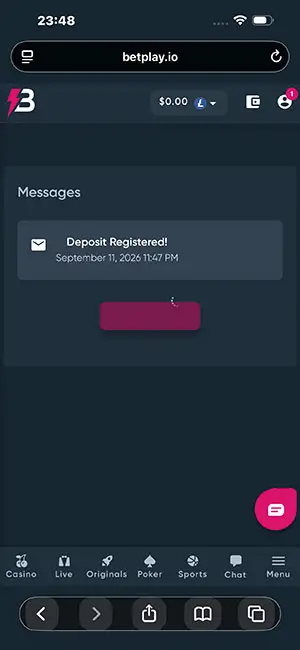 Deposit registered